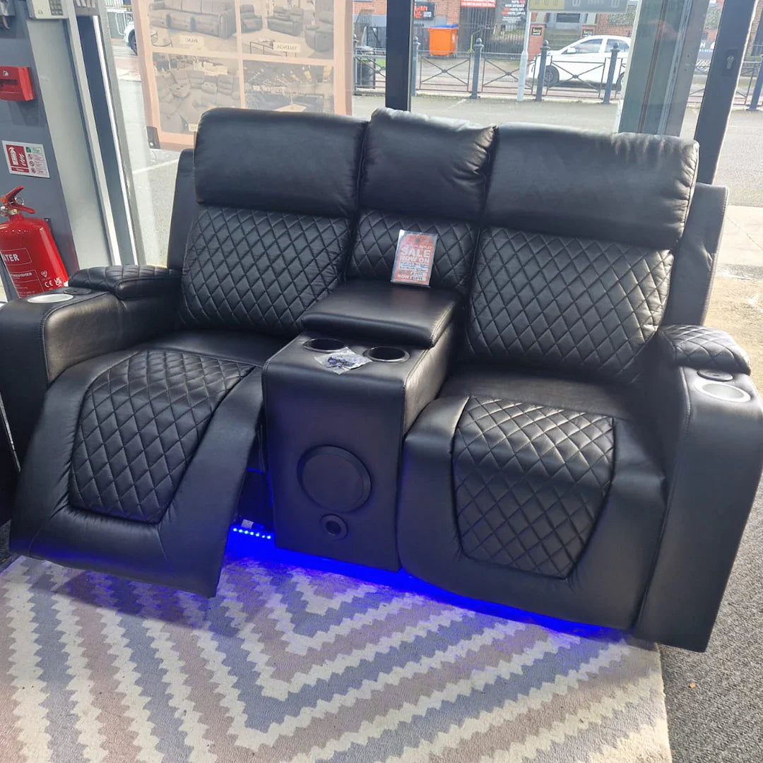 Florida Music Electric Recliner 3+2 Seater Leather Sofa with Bluetooth, LED Lights & USB Charging