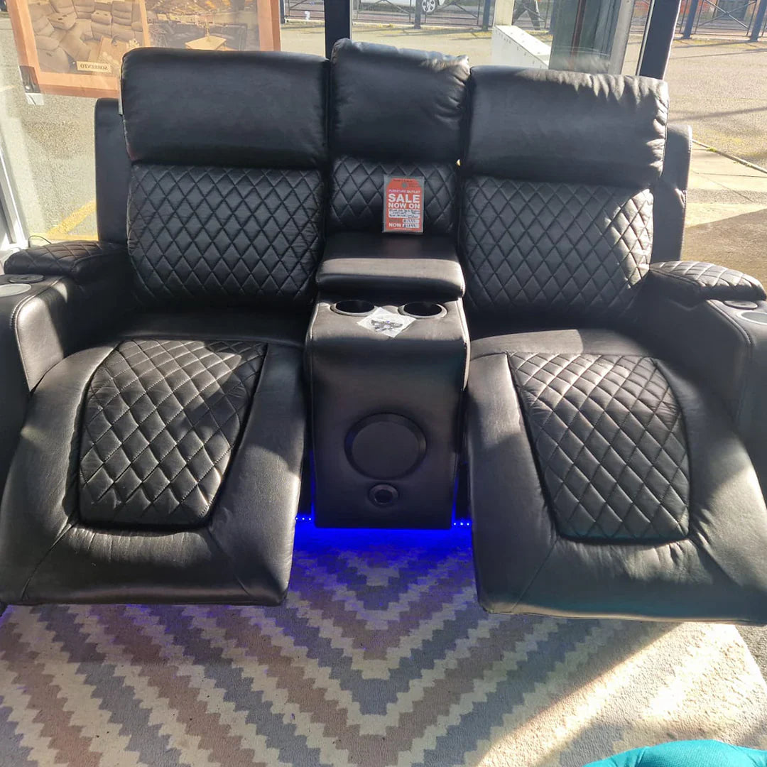 Florida Music Electric Recliner 3+2 Seater Leather Sofa with Bluetooth, LED Lights & USB Charging