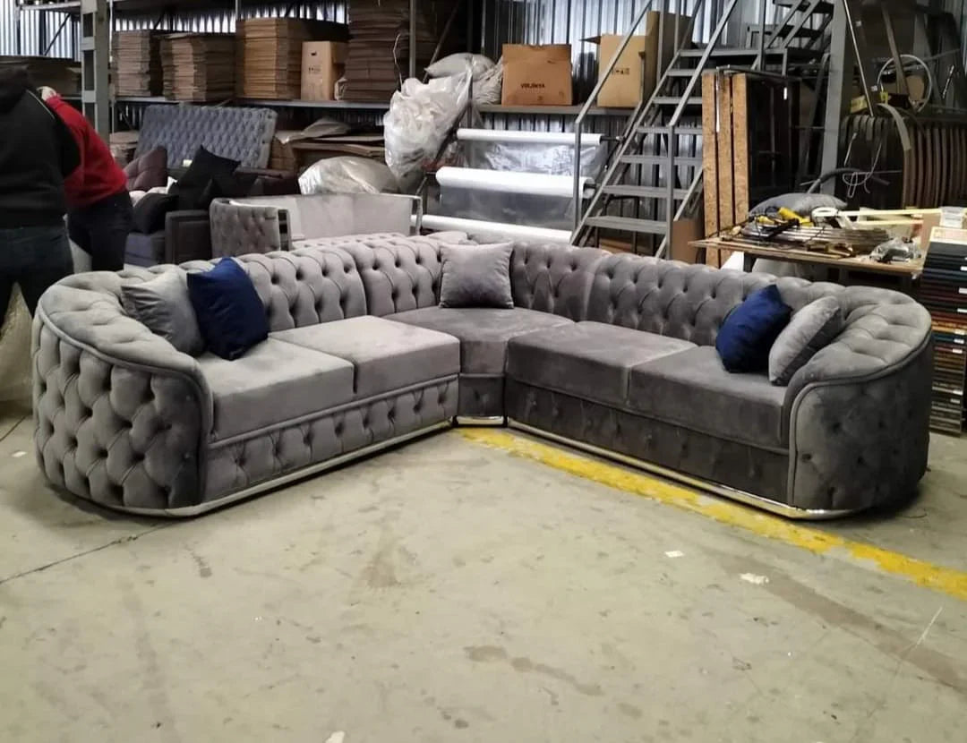 Khalifa Chesterfield 5 Seater Corner Sofa | Heaven Furnishing