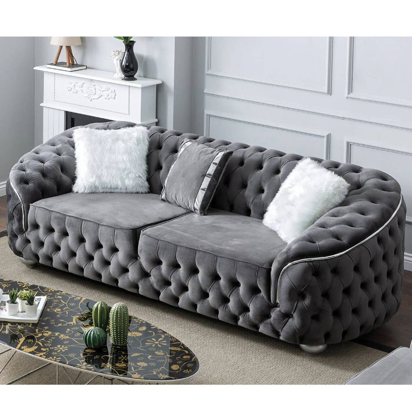 Khalifa Chesterfield 3+2 Seater Sofa Set – Heaven Furnishing
