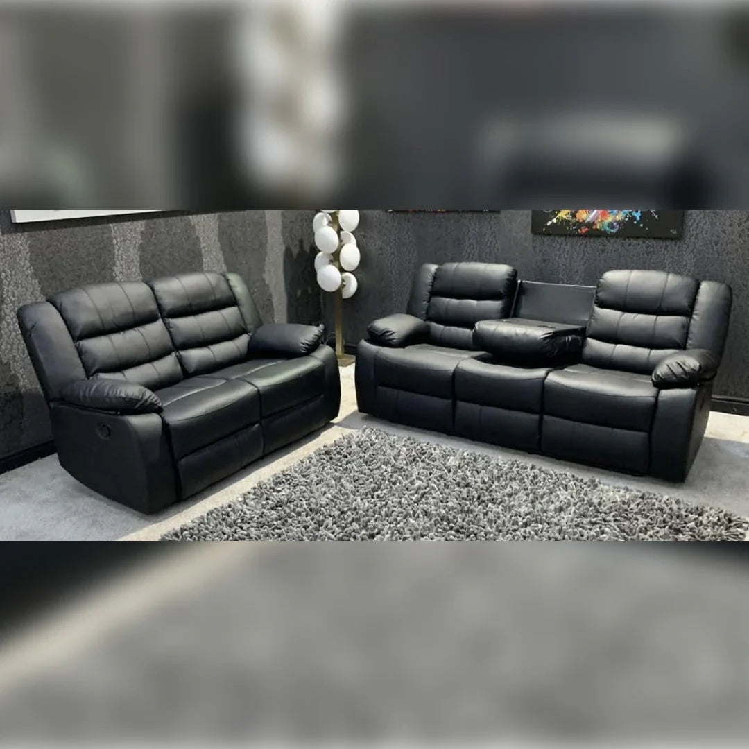 Roma Leather Recliner Sofa with Cup Holders – 3+2 Seater Luxury Sofa for Homes