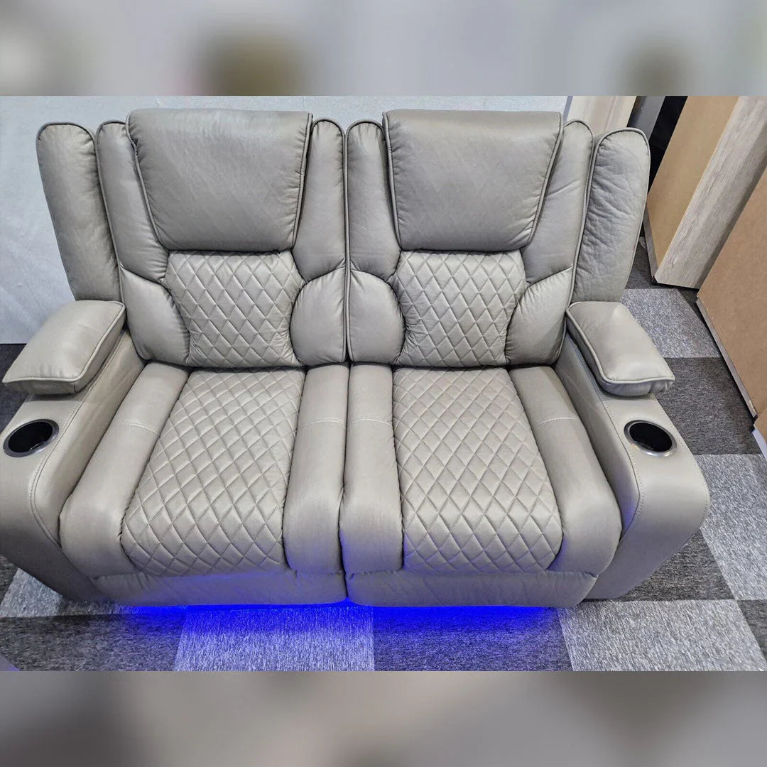 Orlando Electric Recliner 3+2 Seater Leather Sofa with LED Lights & Wireless Charging – Luxury UK Living
