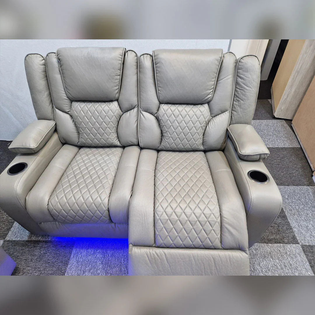 Orlando Electric Recliner 3+2 Seater Leather Sofa with LED Lights & Wireless Charging – Luxury UK Living