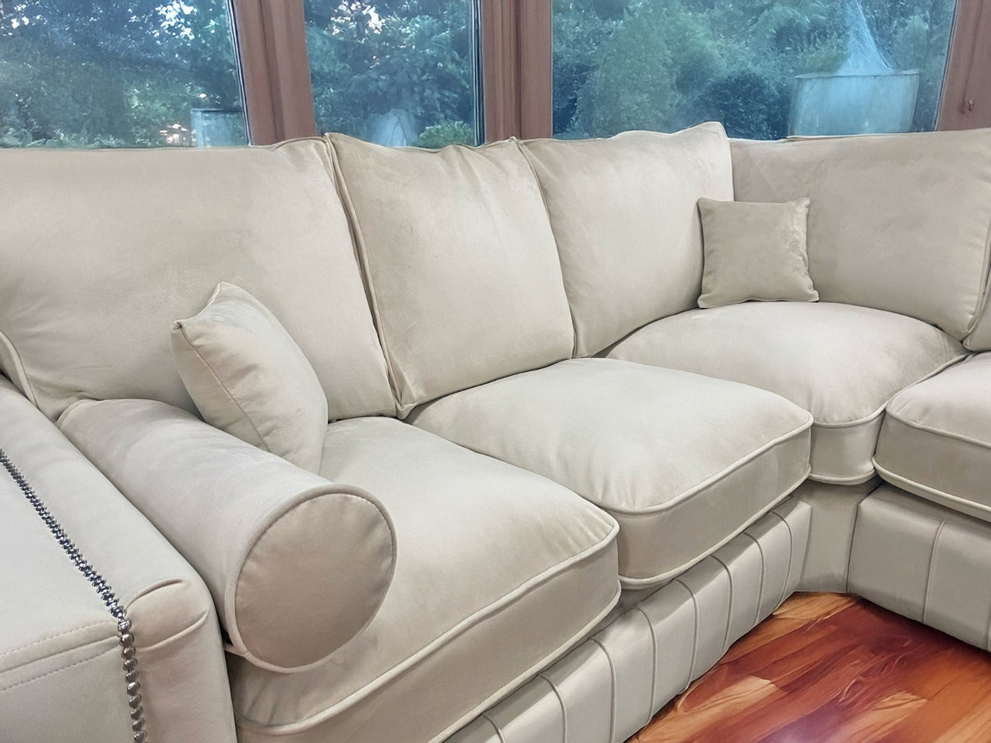 Layla Corner Fullback Sofa with Plush Cushions – Cream | Heaven Furnishing