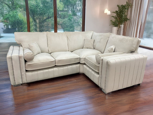 Layla Corner Fullback Sofa with Plush Cushions – Cream | Heaven Furnishing