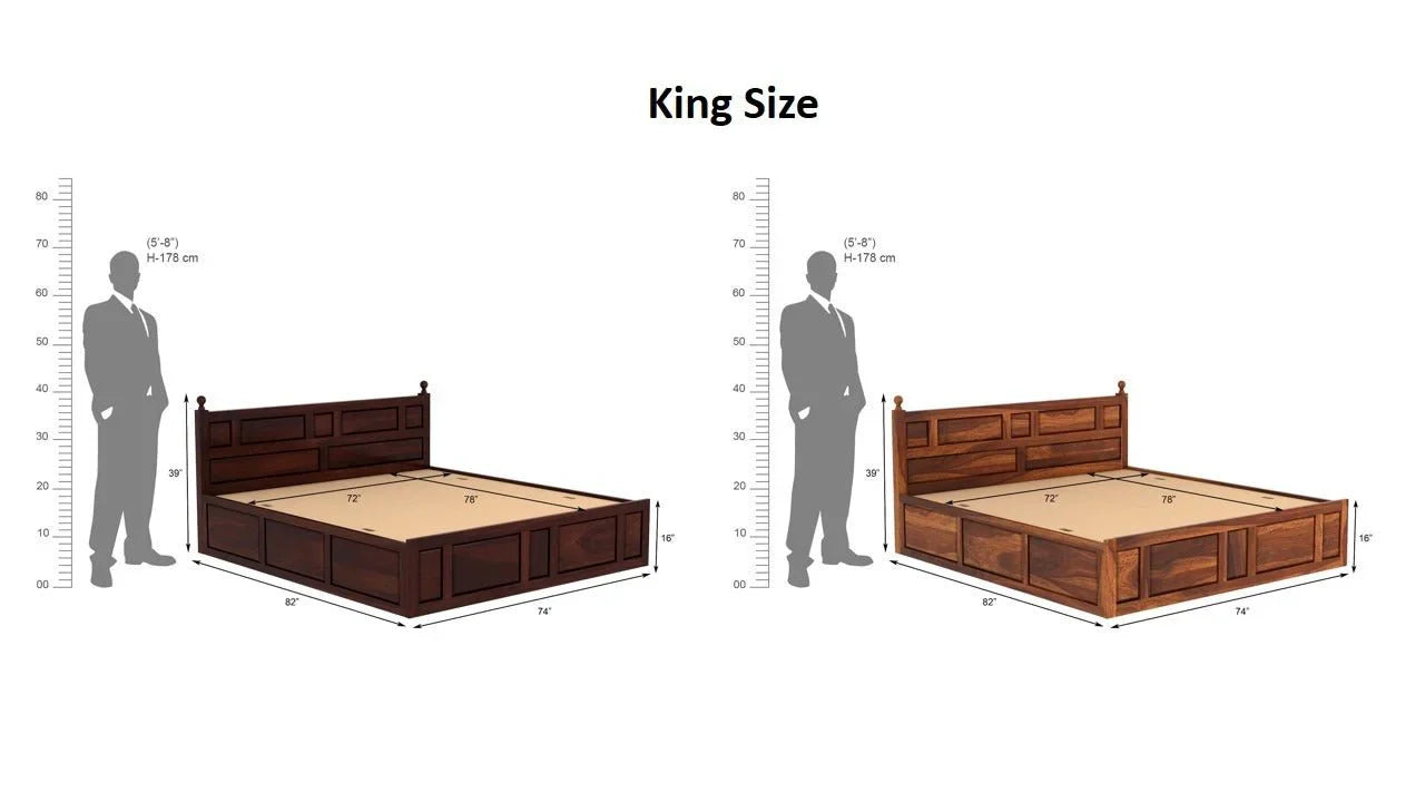 Advin Sheesham Wood Bed with Box Storage | Heaven Furnishing