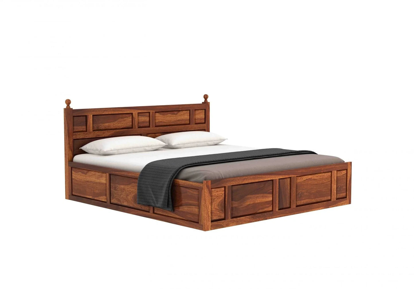 Advin Sheesham Wood Bed with Box Storage | Heaven Furnishing
