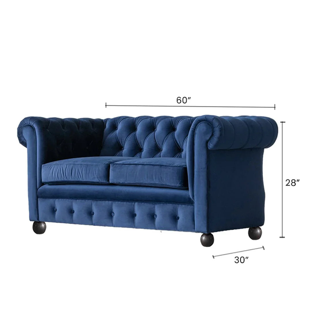 Cassava Solid Wood 2 Seater Fabric Chesterfield Sofa – Heaven Furnishing