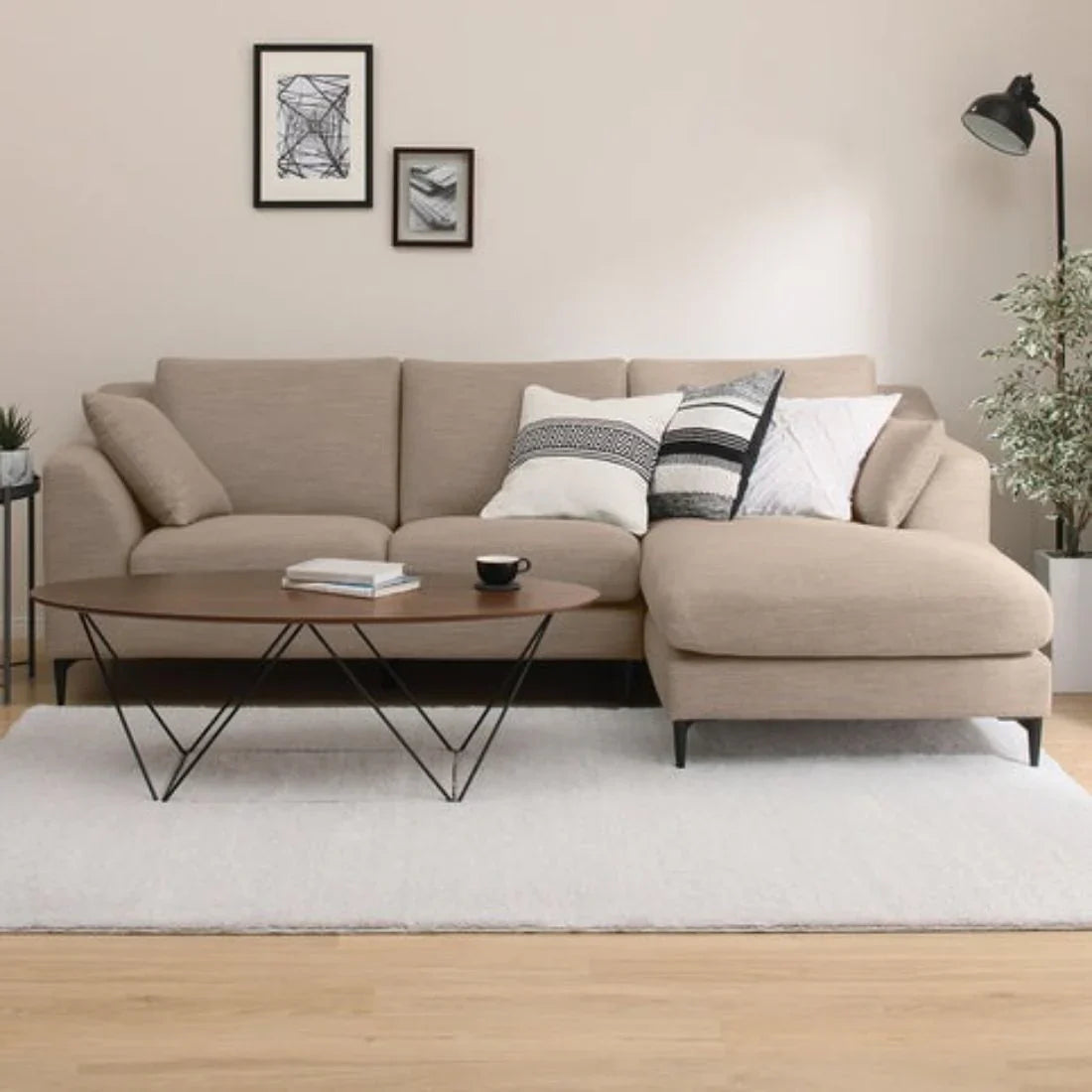 Flora 4 Seater L Shape Fabric Sofa – Stylish & Comfortable Sectional