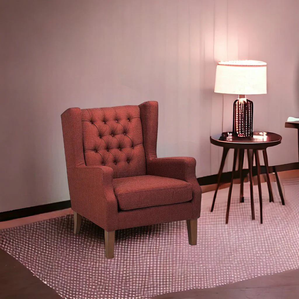 Frank 1 Seater Wide Tufted Wingback Upholstered Wing Chair –Heaven Furnishing