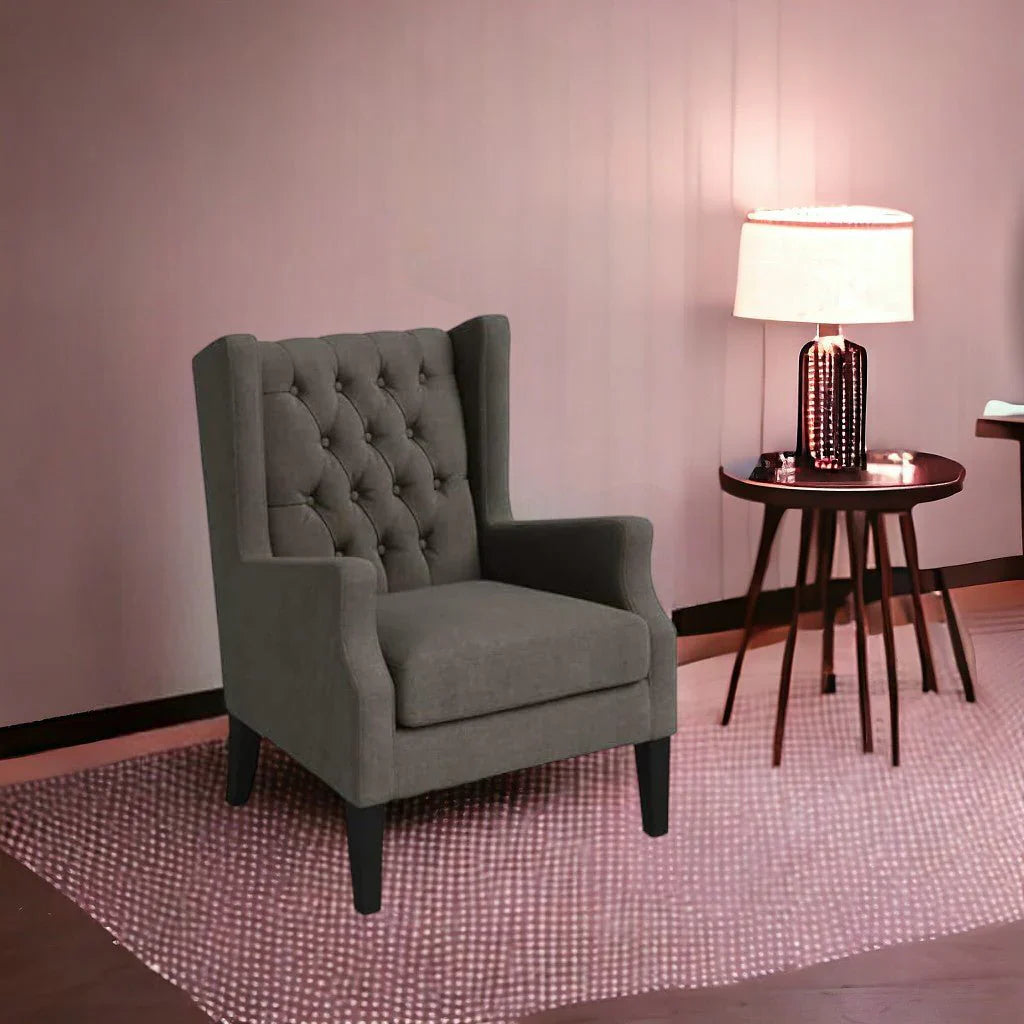 Frank 1 Seater Wide Tufted Wingback Upholstered Wing Chair –Heaven Furnishing