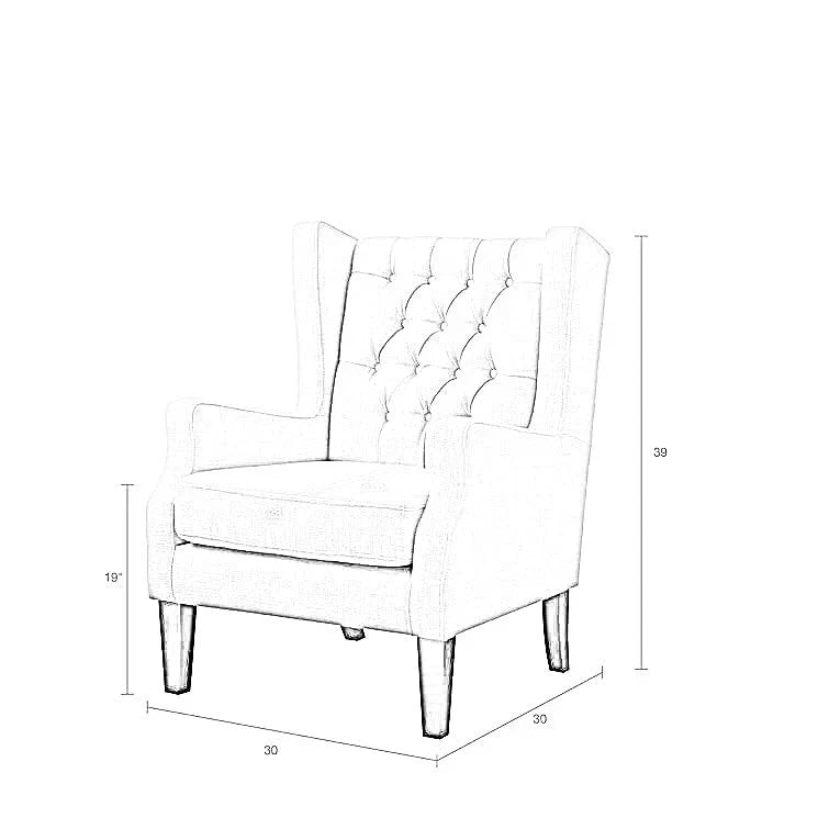 Frank 1 Seater Wide Tufted Wingback Upholstered Wing Chair –Heaven Furnishing