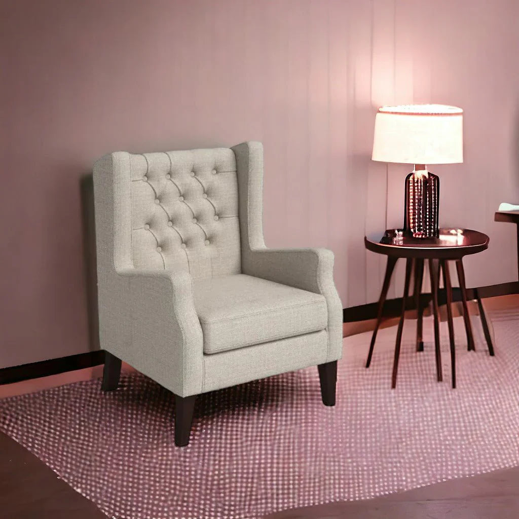Frank 1 Seater Wide Tufted Wingback Upholstered Wing Chair –Heaven Furnishing