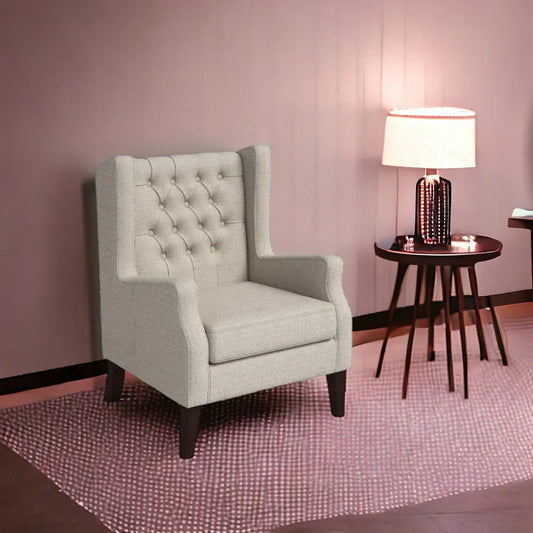 Frank 1 Seater Wide Tufted Wingback Upholstered Wing Chair –Heaven Furnishing