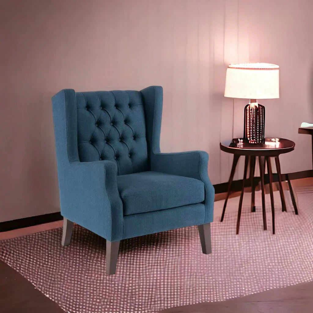 Frank 1 Seater Wide Tufted Wingback Upholstered Wing Chair –Heaven Furnishing