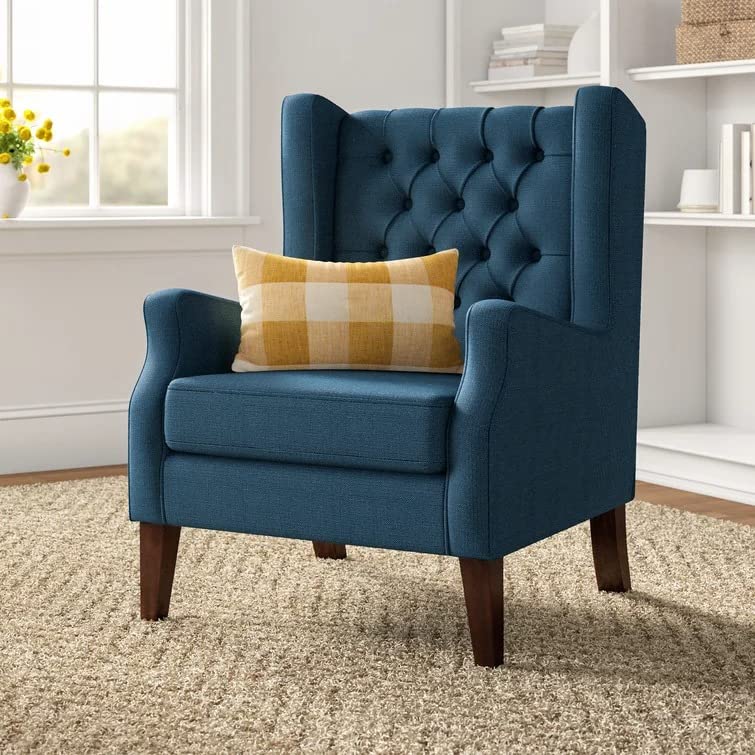Frank 1 Seater Wide Tufted Wingback Upholstered Wing Chair –Heaven Furnishing