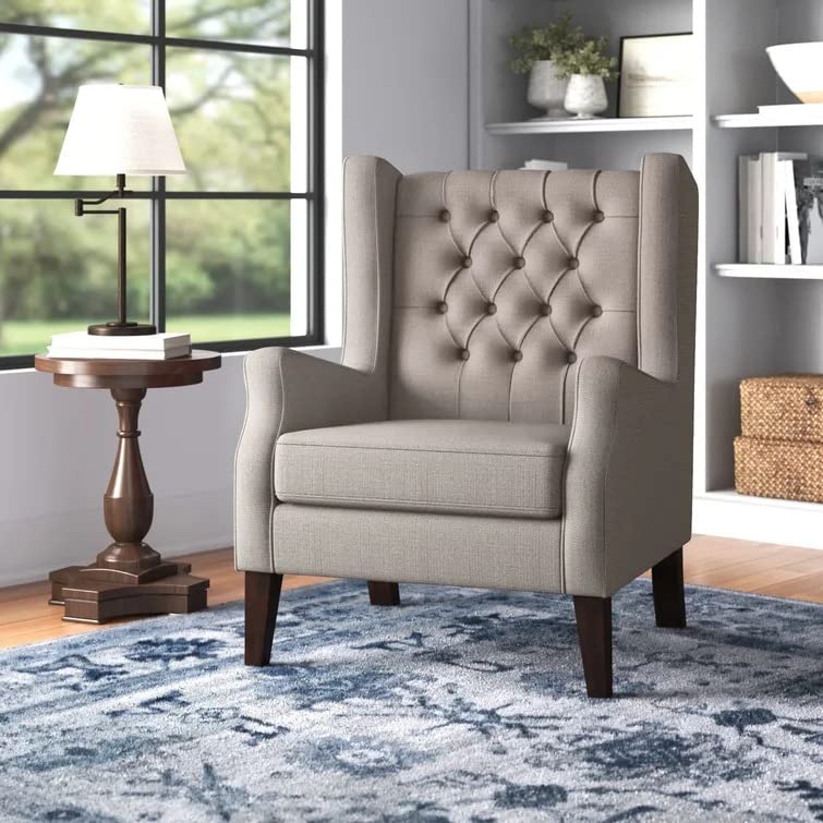 Frank 1 Seater Wide Tufted Wingback Upholstered Wing Chair –Heaven Furnishing
