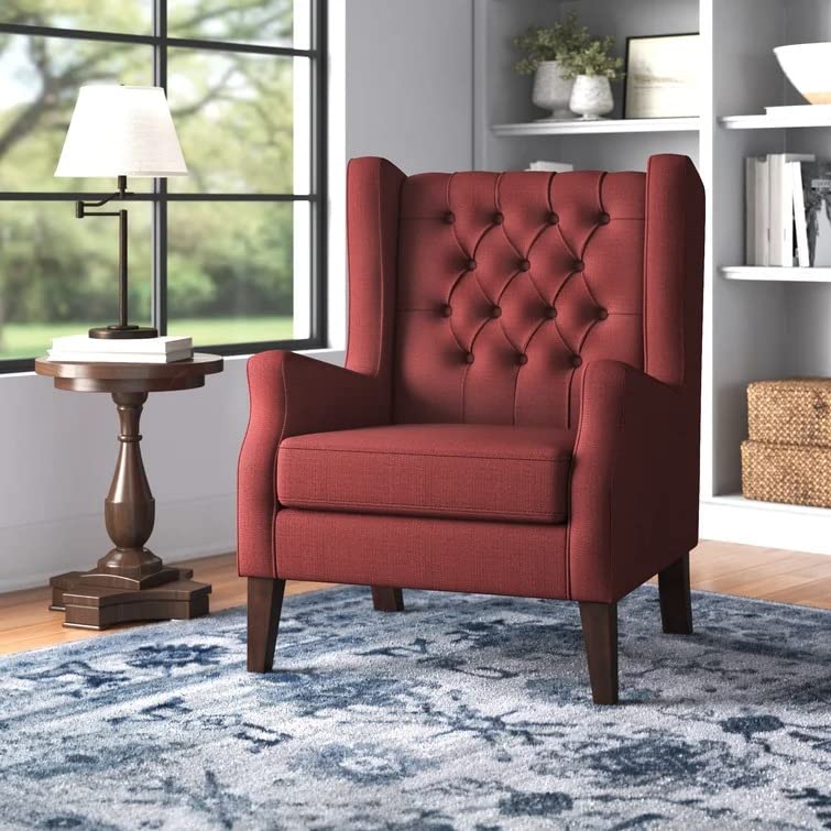 Frank 1 Seater Wide Tufted Wingback Upholstered Wing Chair –Heaven Furnishing