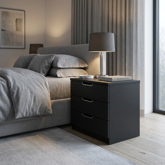 3-Drawer Bedside Table – Modern Nightstand with Storage