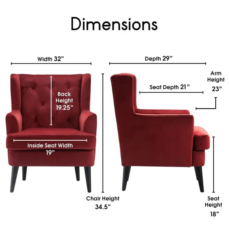 Jack 1 Seater Upholstered Tufted Wing Chair – Heaven Furnishing