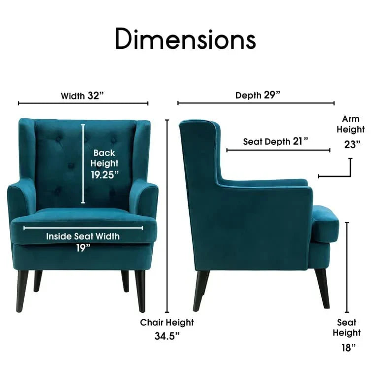 Jack 1 Seater Upholstered Tufted Wing Chair – Heaven Furnishing