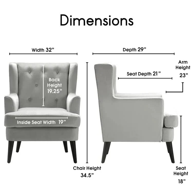 Jack 1 Seater Upholstered Tufted Wing Chair – Heaven Furnishing