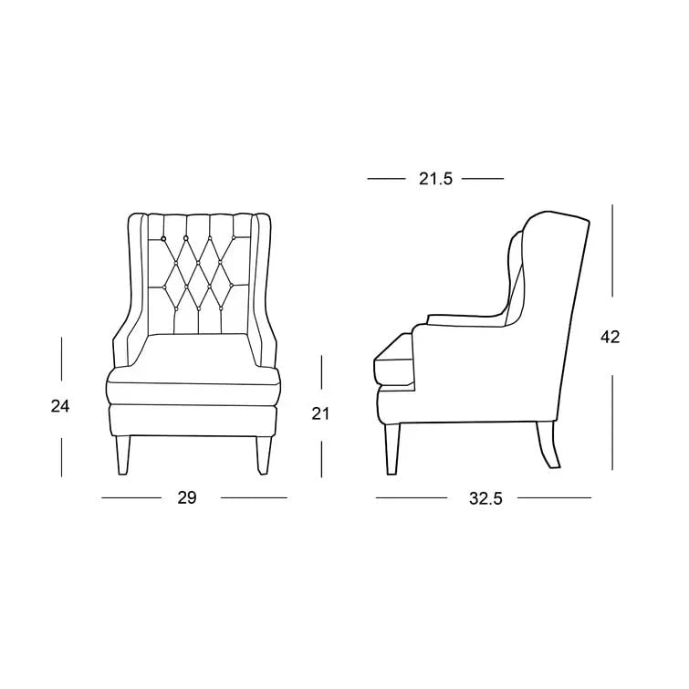 Miami 1 Seater Upholstered Tufted Wing Chair – Heaven Furnishing