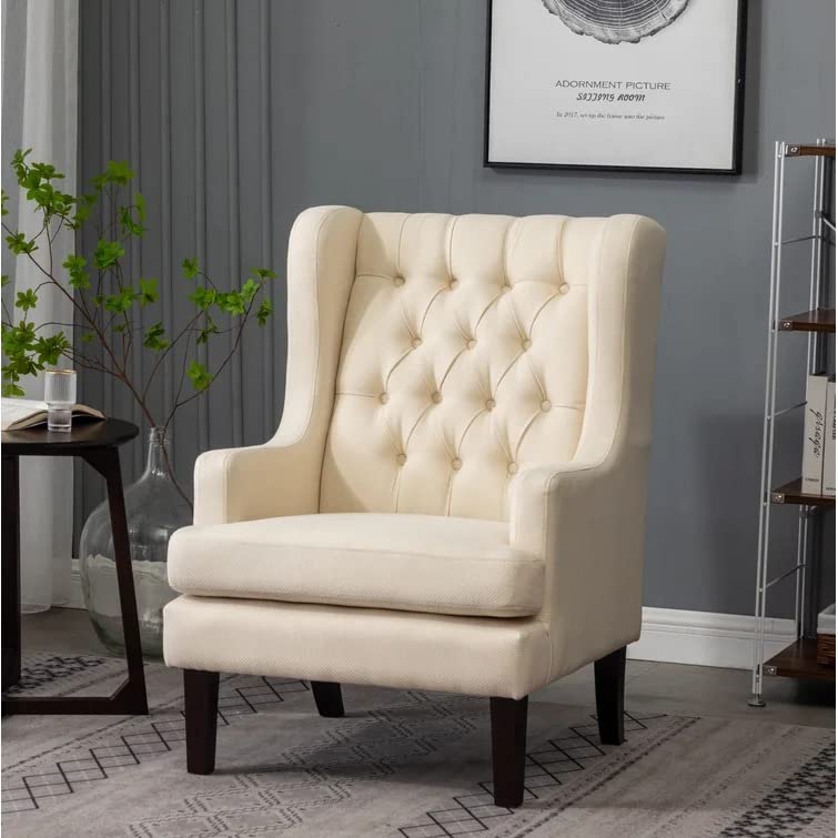 Miami 1 Seater Upholstered Tufted Wing Chair – Heaven Furnishing