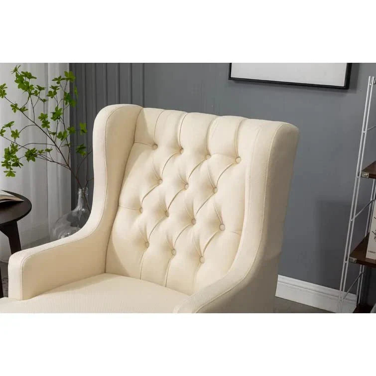 Miami 1 Seater Upholstered Tufted Wing Chair – Heaven Furnishing