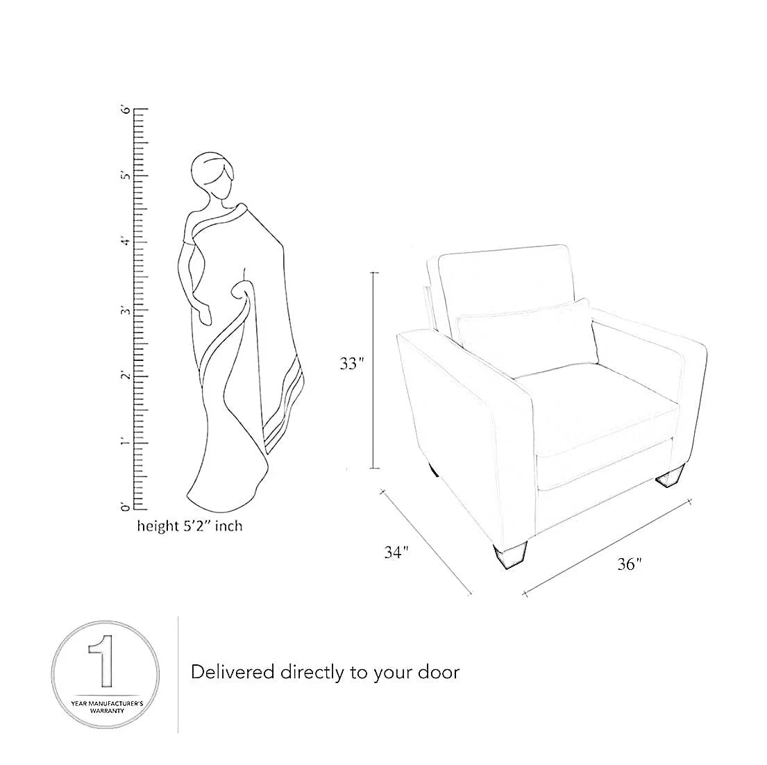 Moscow 1 Seater + 4 Seater L-Shape Sofa – Modern Living Room Set