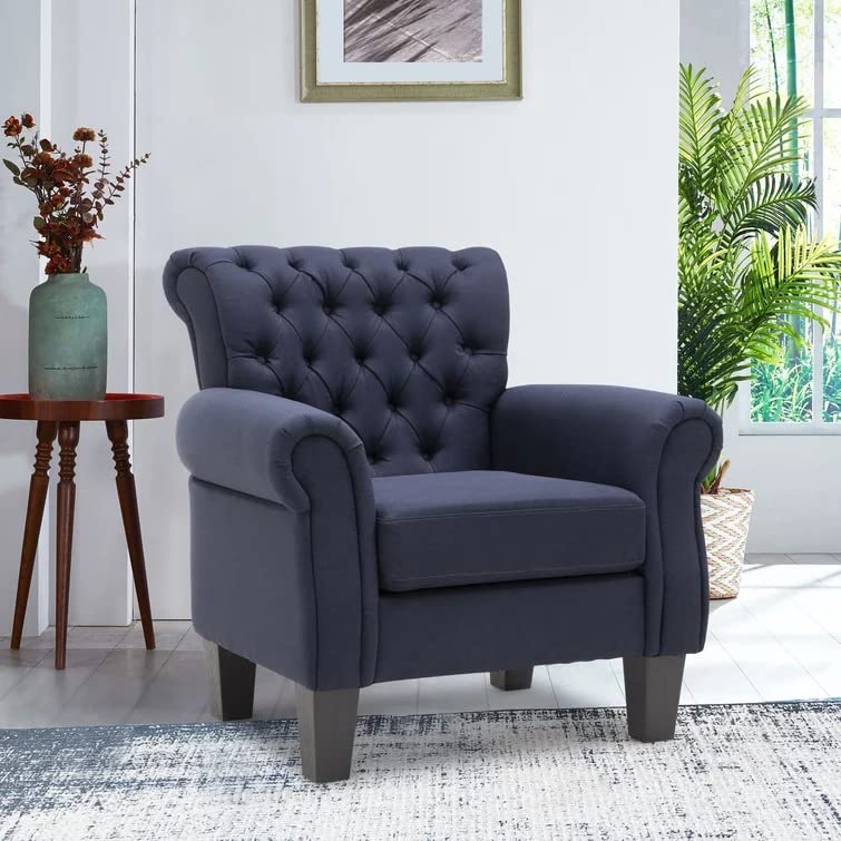 Chesterfield Upholstered Tufted Wing Chair – Heaven Furnishing
