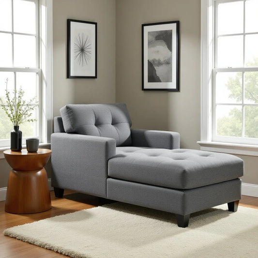 Smithy Tufted Recessed Arms Chaise Longue Sofa | Arm Chair – Heaven Furnishing