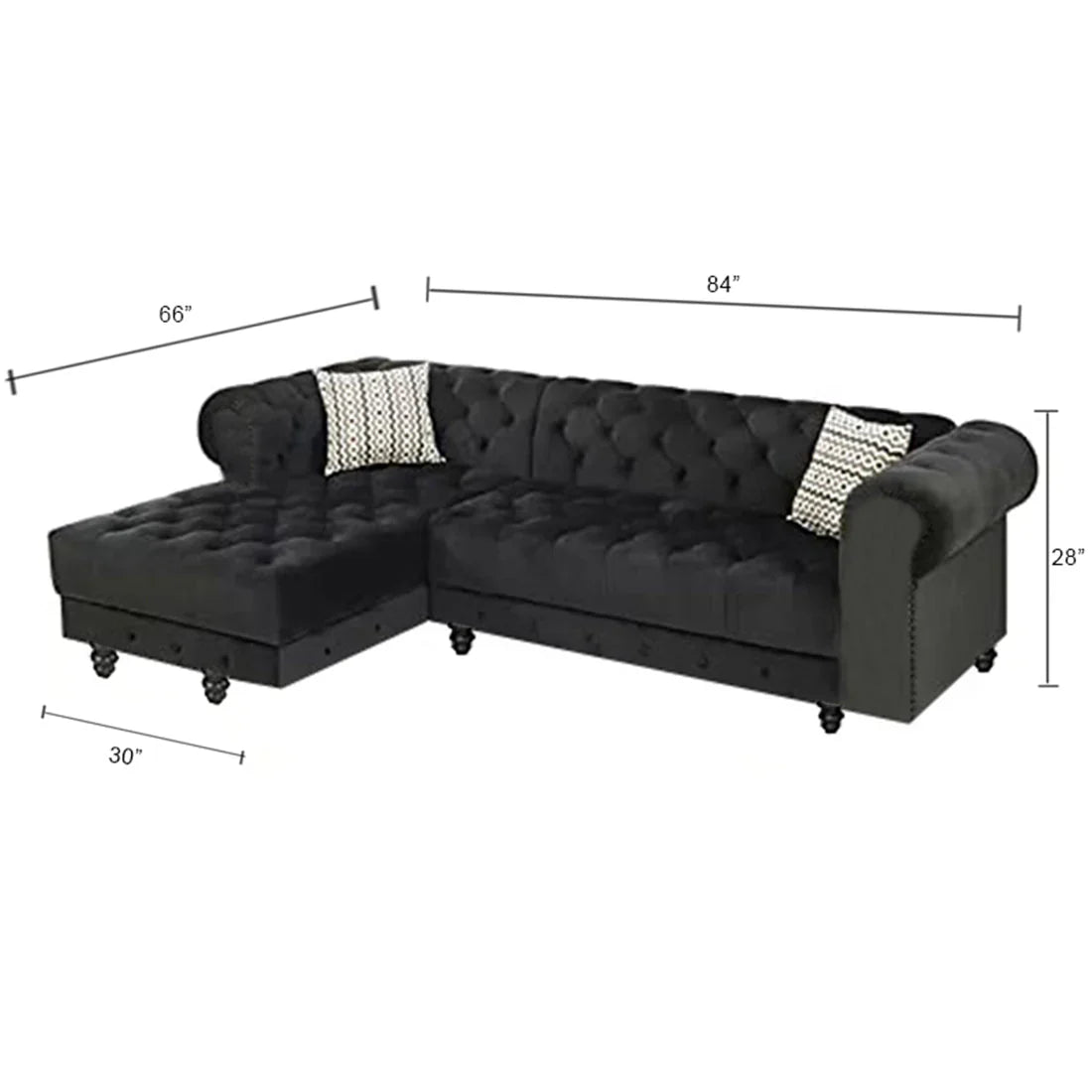 Cannes Solid Wood L Shape Chesterfield Sofa – Heaven Furnishing