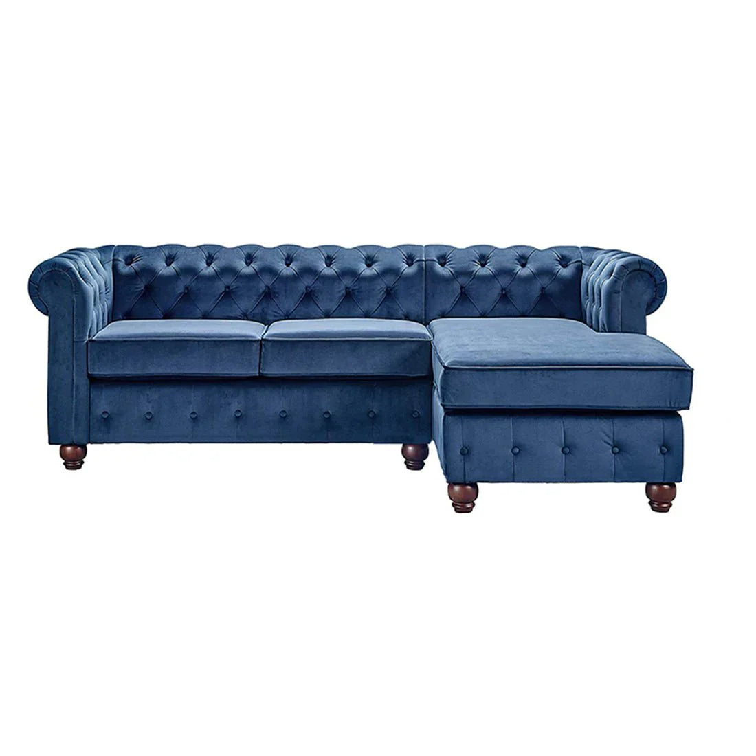 Eureka Solid Wood L Shape Fabric Chesterfield Sofa – Heaven Furnishing