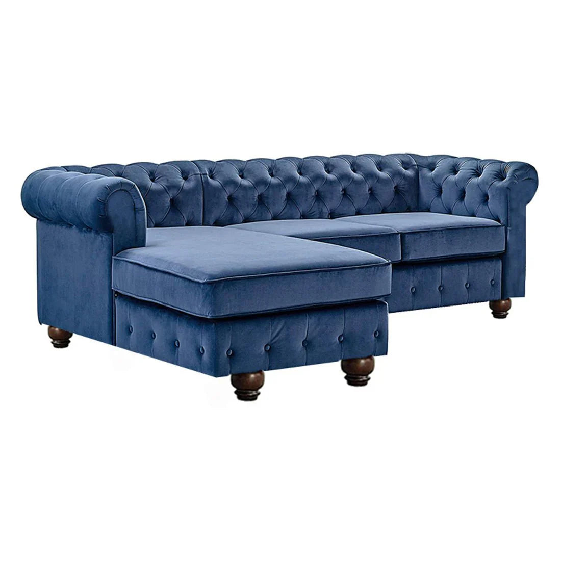 Eureka Solid Wood L Shape Fabric Chesterfield Sofa – Heaven Furnishing