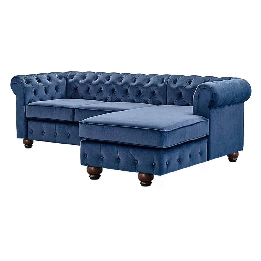 Eureka Solid Wood L Shape Fabric Chesterfield Sofa – Heaven Furnishing