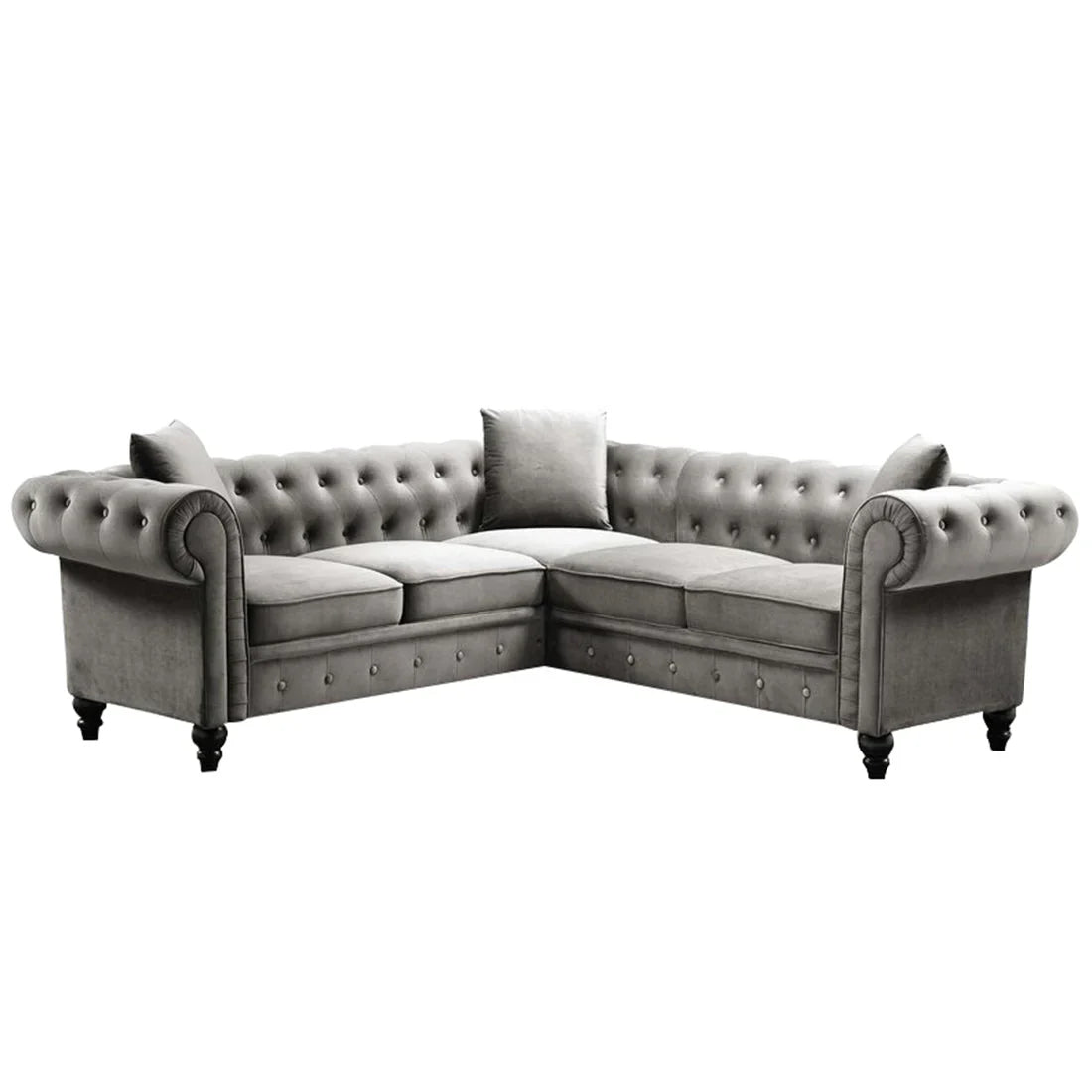 Glacier Solid Wood Fabric L Shape Chesterfield Sofa – Heaven Furnishing