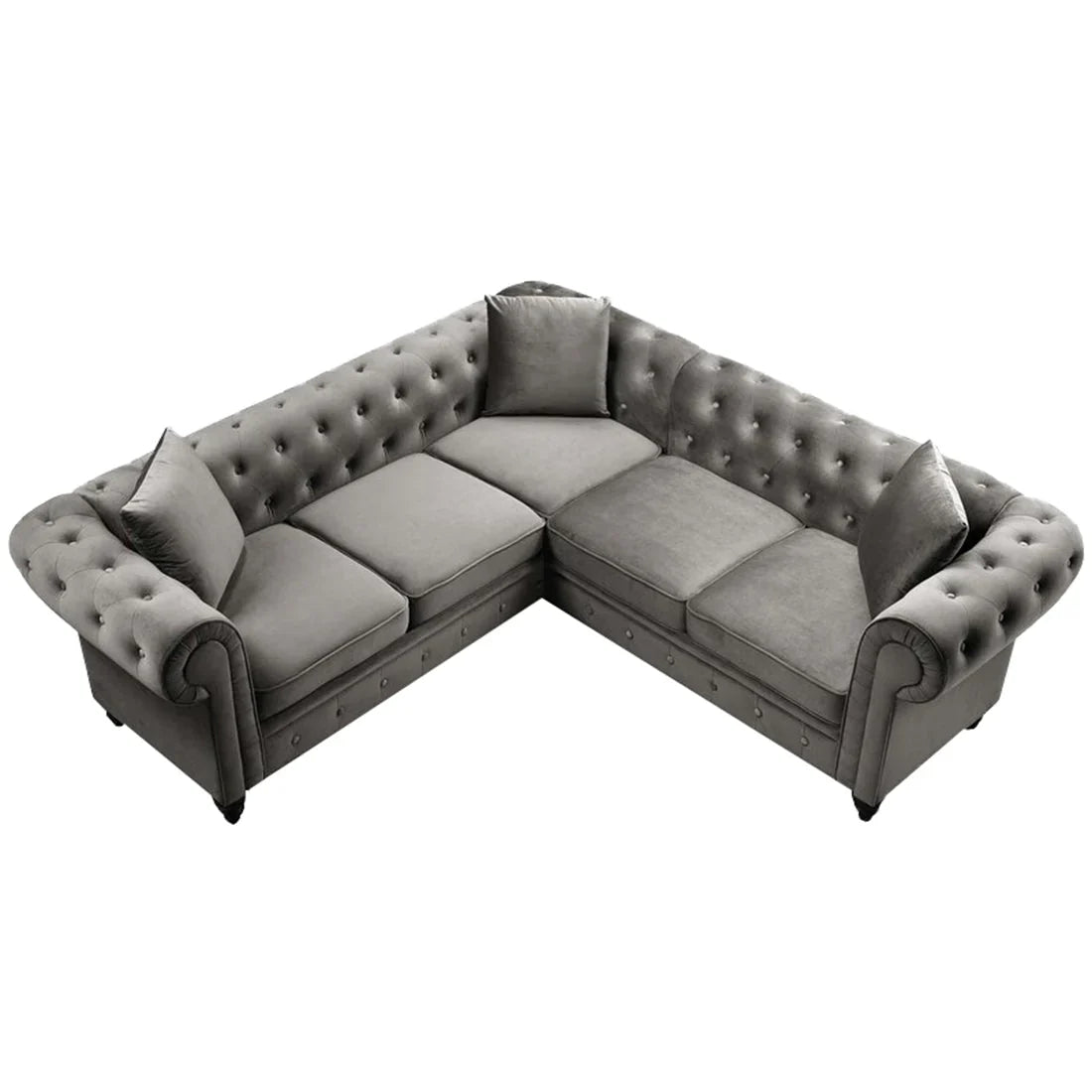Glacier Solid Wood Fabric L Shape Chesterfield Sofa – Heaven Furnishing