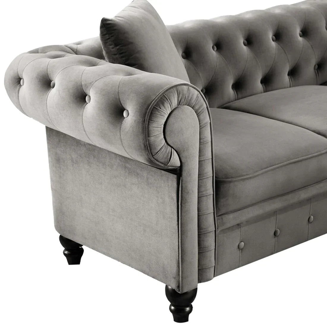 Glacier Solid Wood Fabric L Shape Chesterfield Sofa – Heaven Furnishing
