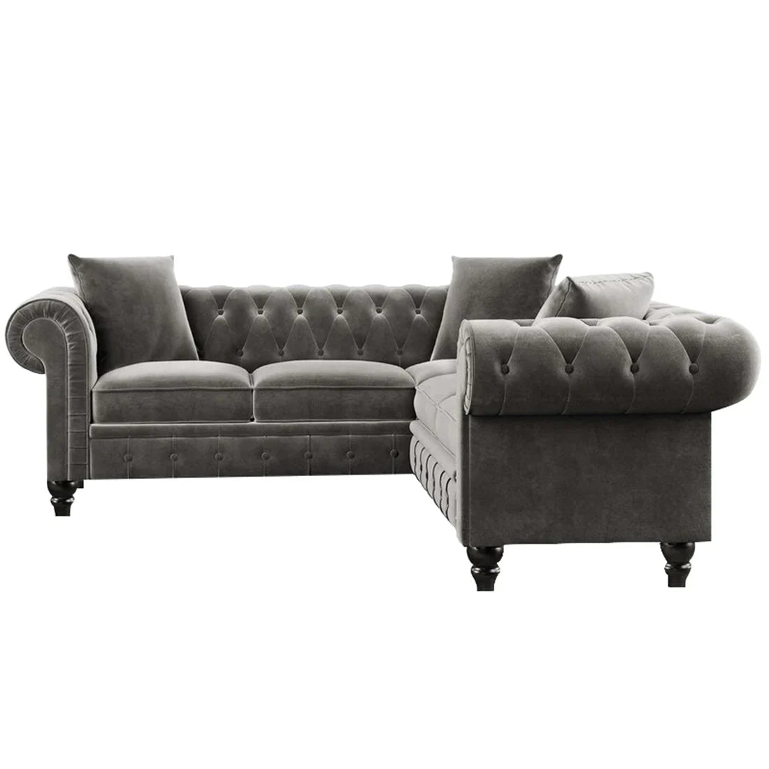Glacier Solid Wood Fabric L Shape Chesterfield Sofa – Heaven Furnishing