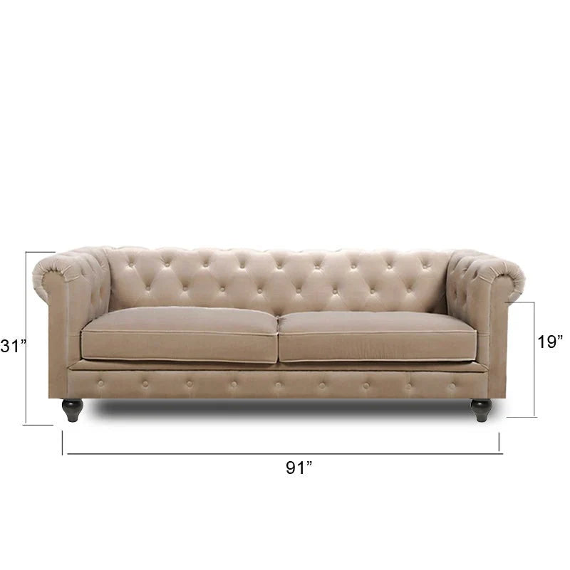 Hendrix Solid Wood Fabric Chesterfield Sofa – Heaven Furnishing