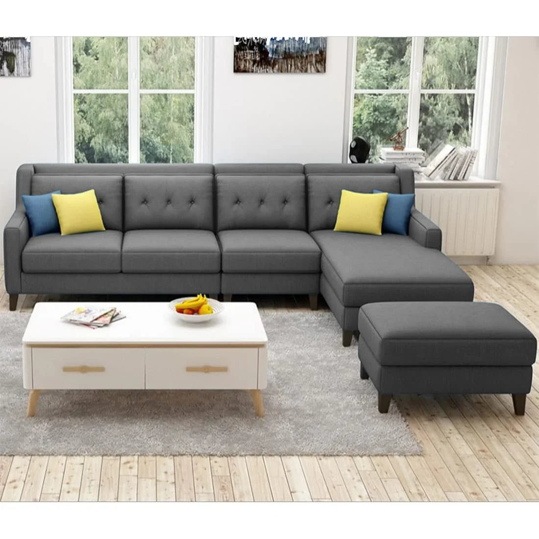 Milner L Shape Sofa with Ottoman – Heaven Furnishing