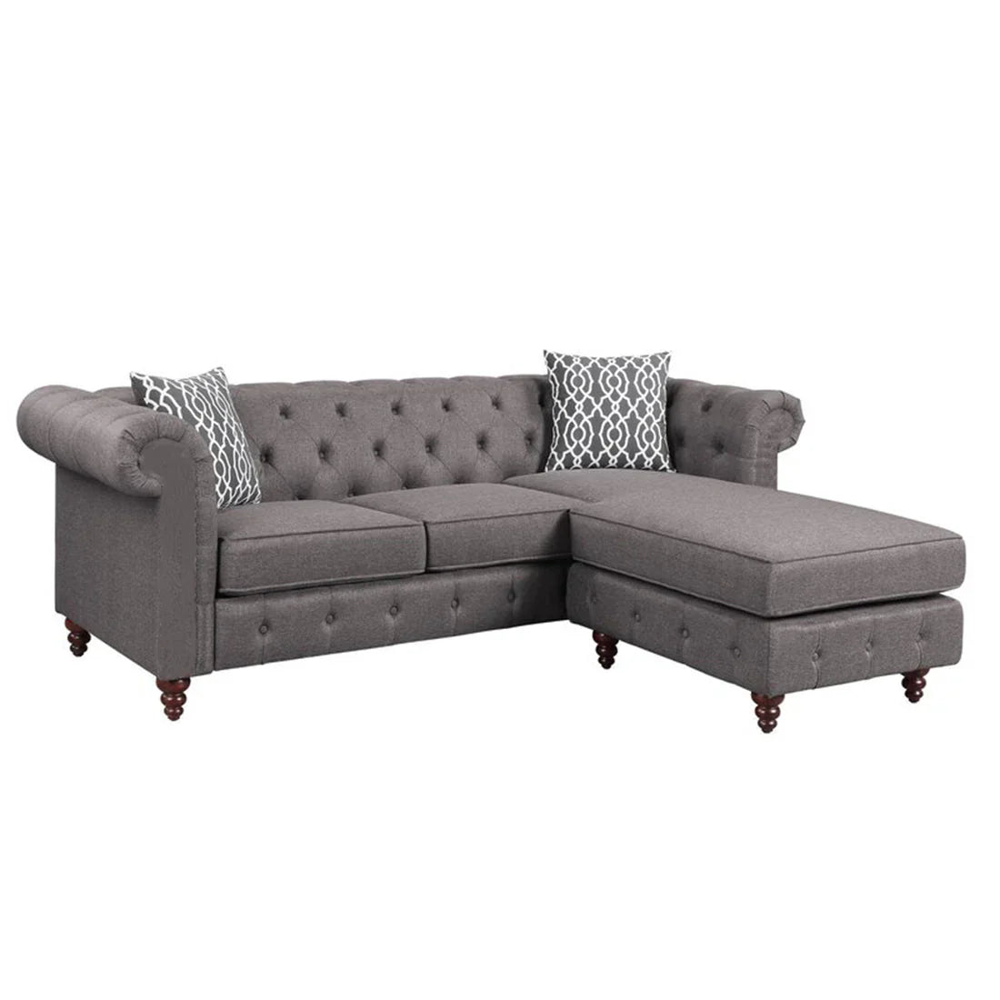Sage Solid Wood Chesterfield Sofa With Ottoman – Heaven Furnishing