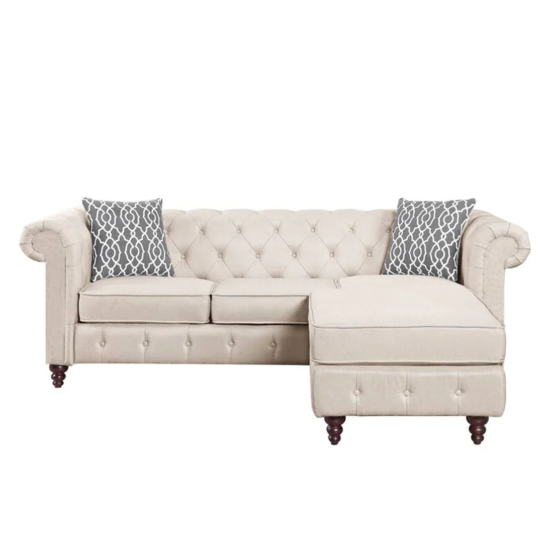 Sage Solid Wood Chesterfield Sofa With Ottoman – Heaven Furnishing