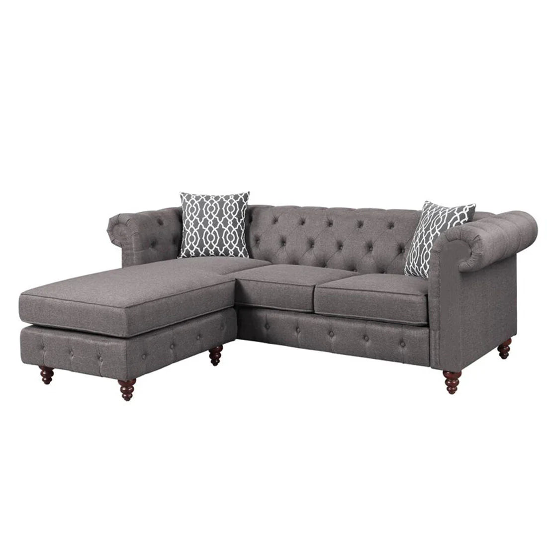 Sage Solid Wood Chesterfield Sofa With Ottoman – Heaven Furnishing