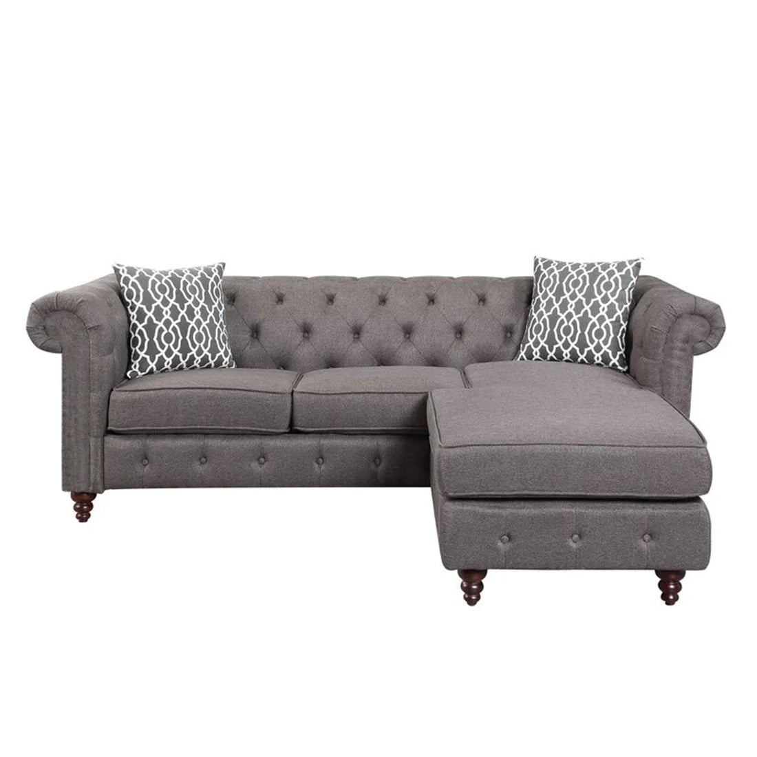 Sage Solid Wood Chesterfield Sofa With Ottoman – Heaven Furnishing