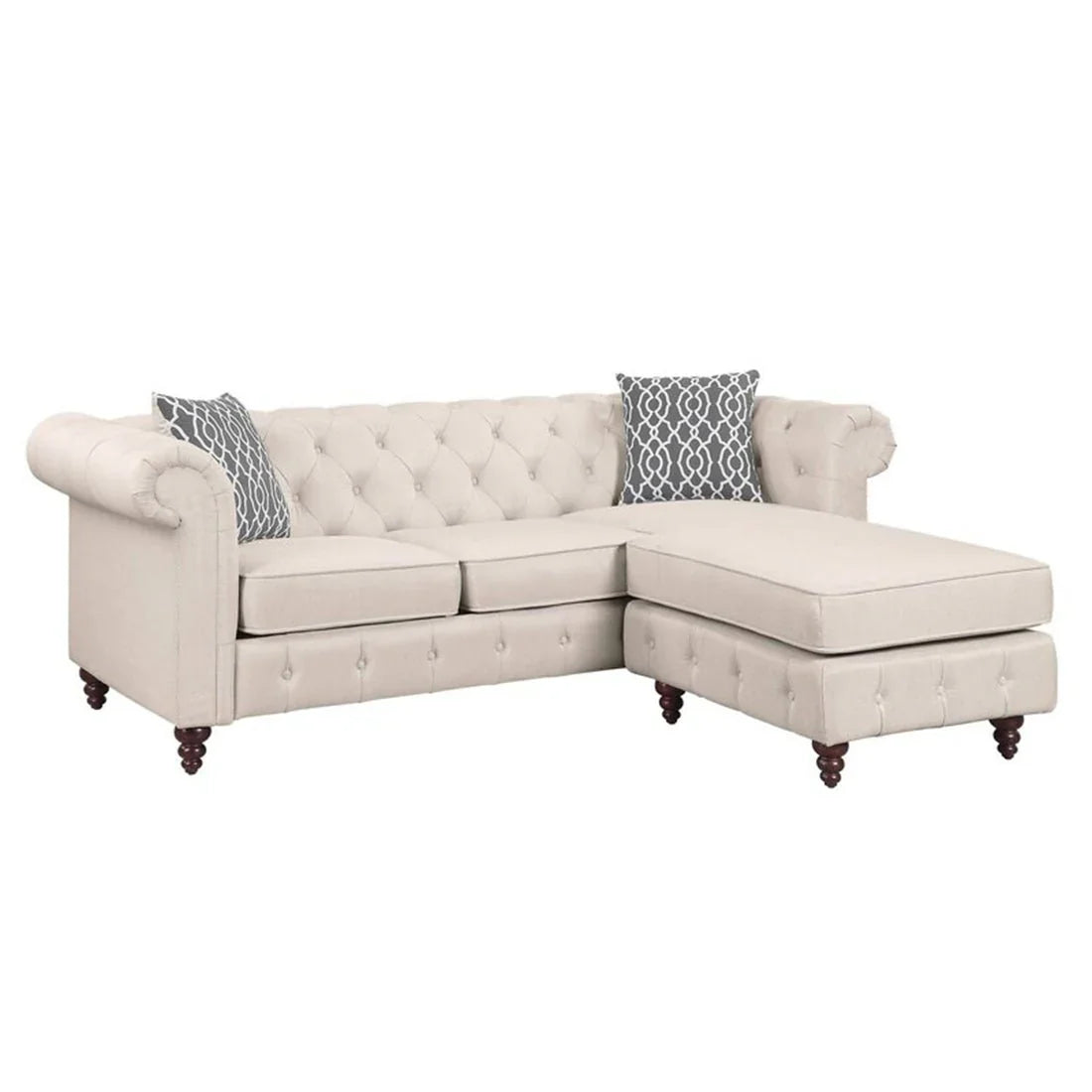Sage Solid Wood Chesterfield Sofa With Ottoman – Heaven Furnishing