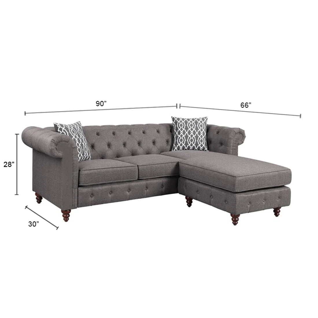 Sage Solid Wood Chesterfield Sofa With Ottoman – Heaven Furnishing