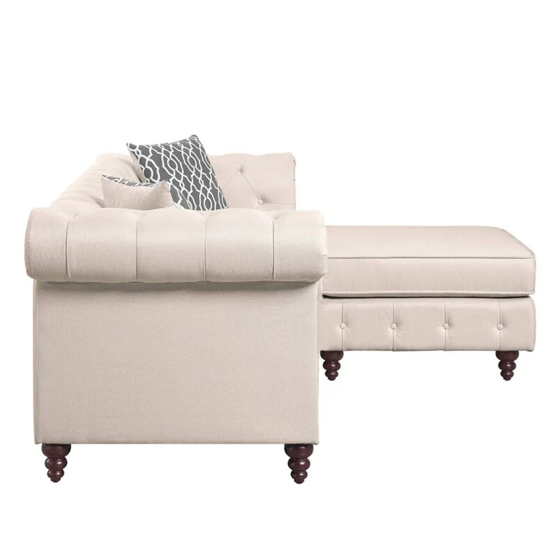 Sage Solid Wood Chesterfield Sofa With Ottoman – Heaven Furnishing
